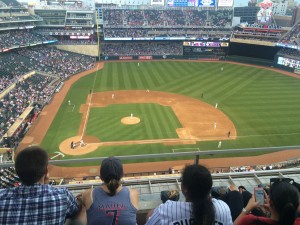 crowd watching a game at Target Field